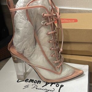 Women's Pink Lace-Up Heels